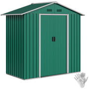 6.5x3.5ft Metal Garden Storage Shed - Green Steel 屋-Patio & Garden > Lawn & Garden > Sheds-DECOROLALA