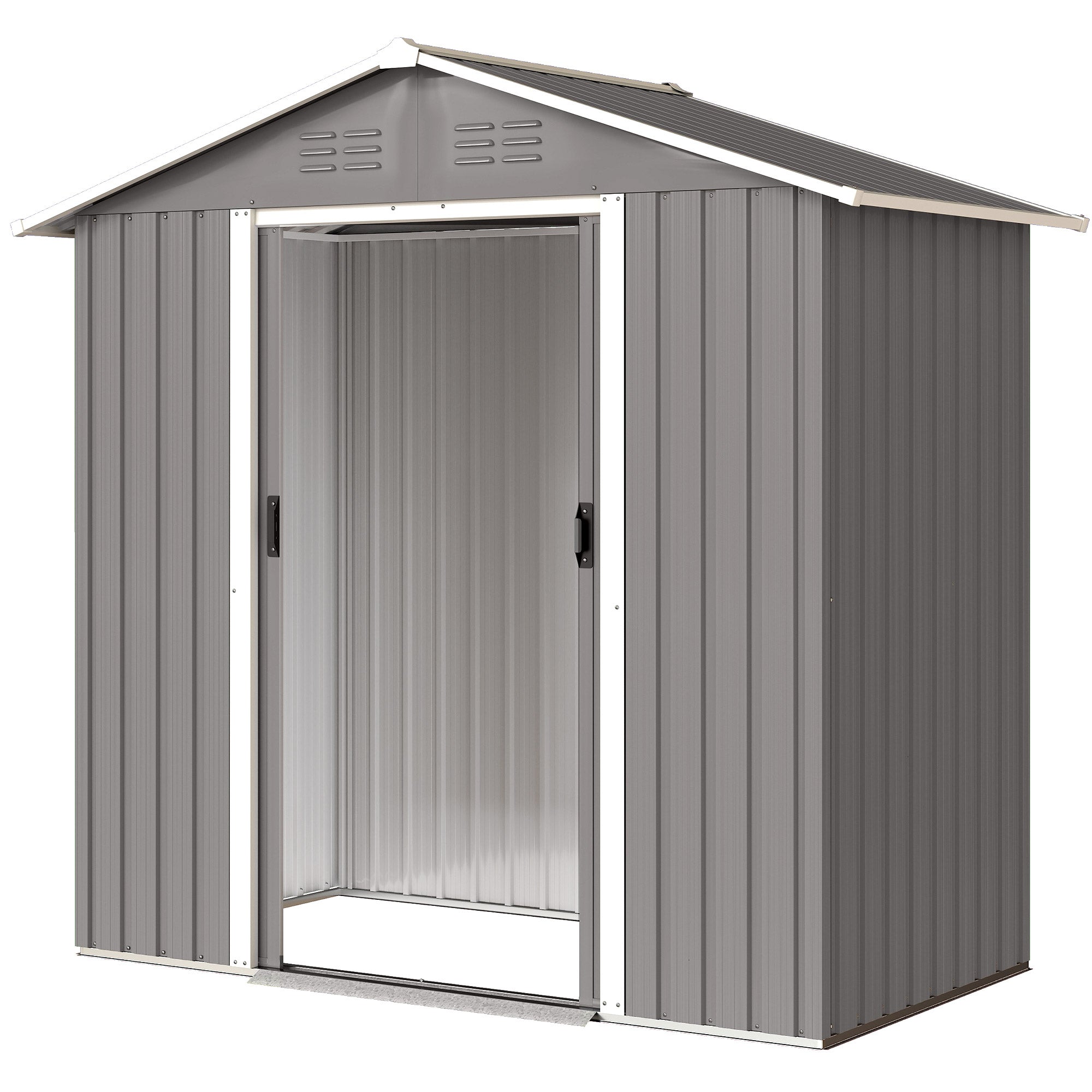 6.5x3.5ft Metal Garden Storage Shed - Light Grey-Patio & Garden > Lawn & Garden > Sheds-DECOROLALA