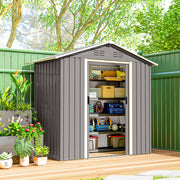 6.5x3.5ft Metal Garden Storage Shed - Light Grey-Patio & Garden > Lawn & Garden > Sheds-DECOROLALA