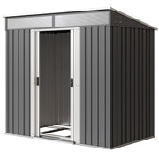 6.5x4FT Galvanized Metal Garden Shed with Foundation Kit - Grey-Patio & Garden > Lawn & Garden > Sheds-DECOROLALA