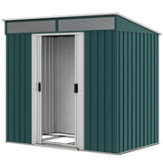 6.5x4ft Galvanized Metal Garden Shed with Foundation - Green-Patio & Garden > Lawn & Garden > Sheds-DECOROLALA