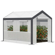 6.6' x 10' x 7' Walk-In Greenhouse - White PE Steel Frame-DECOROLALA