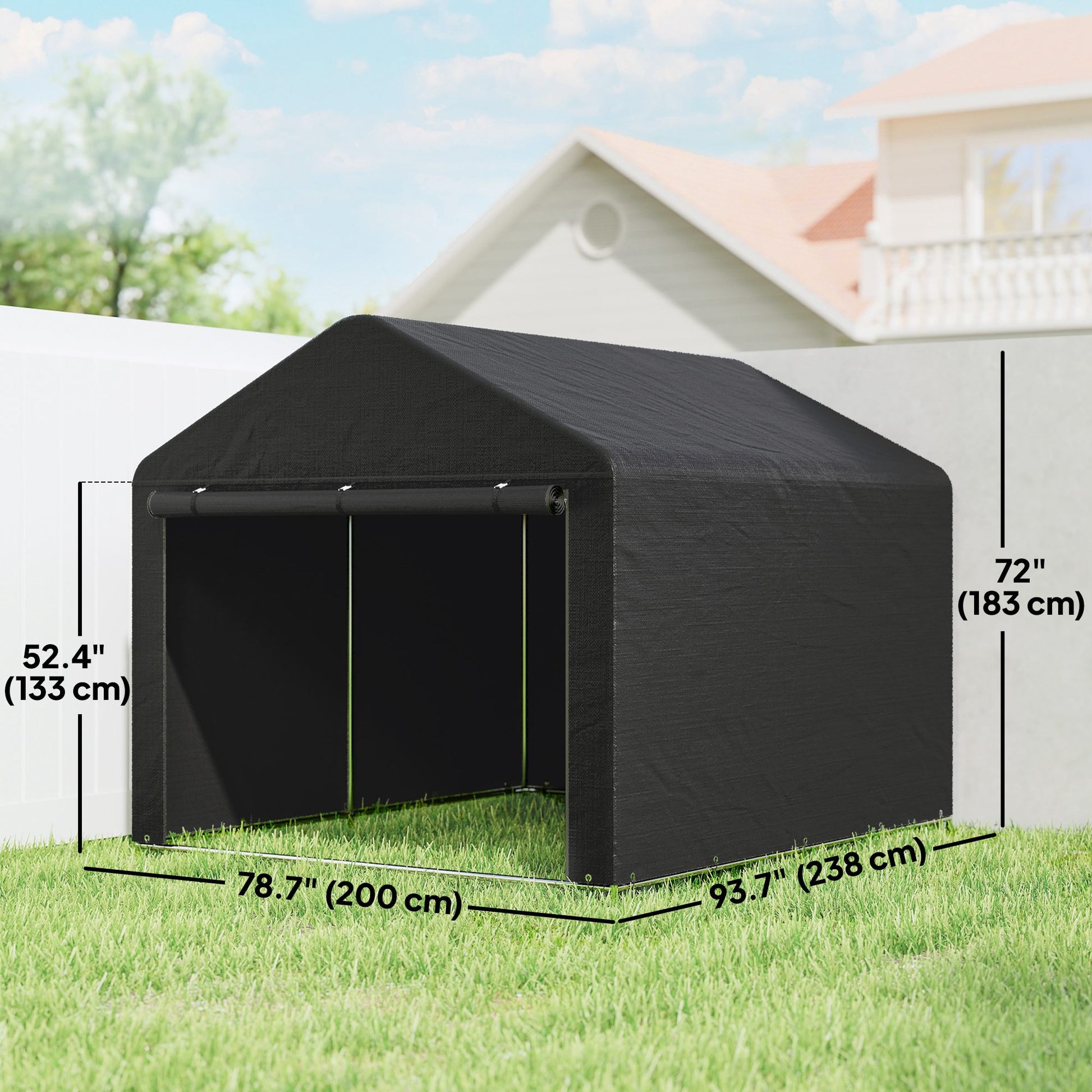 6.6' x 7.8' Portable Bike Storage Shed - Black Steel PE-Patio & Garden > Lawn & Garden > Sheds > Portable Shed-DECOROLALA