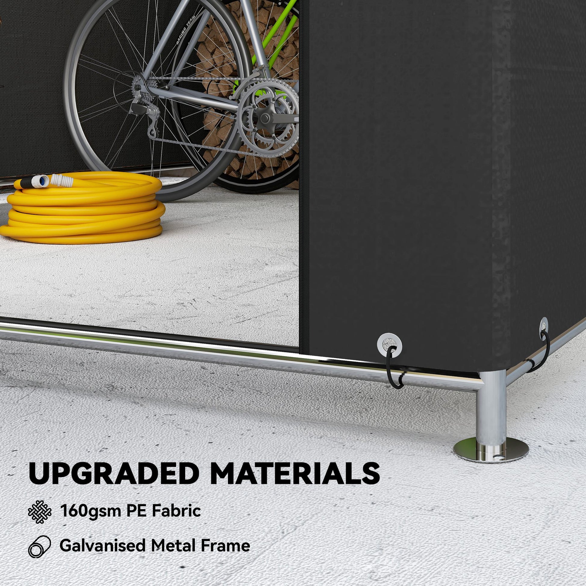6.6' x 7.8' Portable Bike Storage Shed - Black Steel PE-Patio & Garden > Lawn & Garden > Sheds > Portable Shed-DECOROLALA