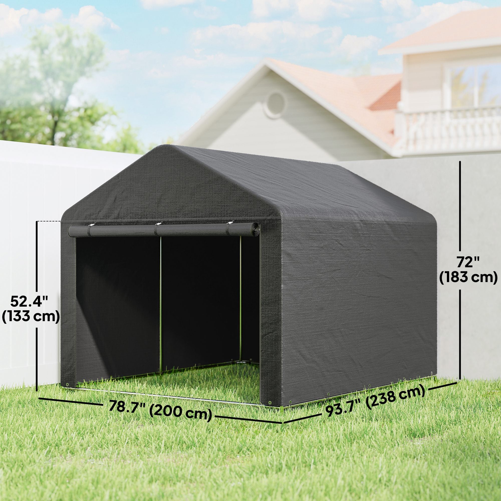 6.6' x 7.8' Portable Bike Storage Shed - Dark Grey PE-Patio & Garden > Lawn & Garden > Sheds > Portable Shed-DECOROLALA