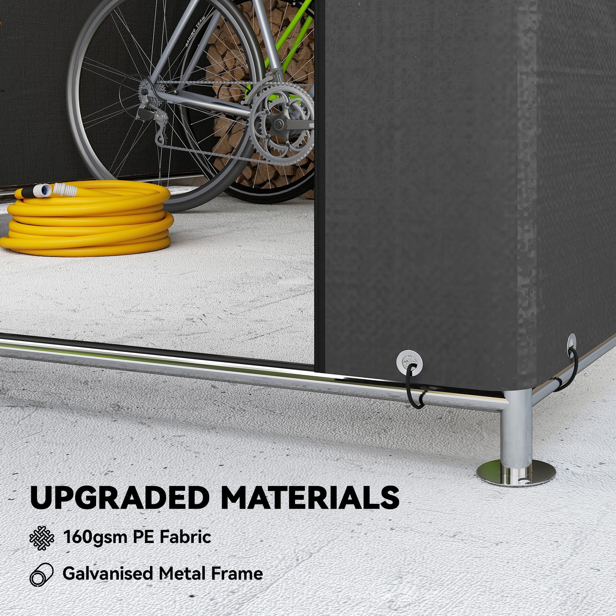 6.6' x 7.8' Portable Bike Storage Shed - Dark Grey PE-Patio & Garden > Lawn & Garden > Sheds > Portable Shed-DECOROLALA