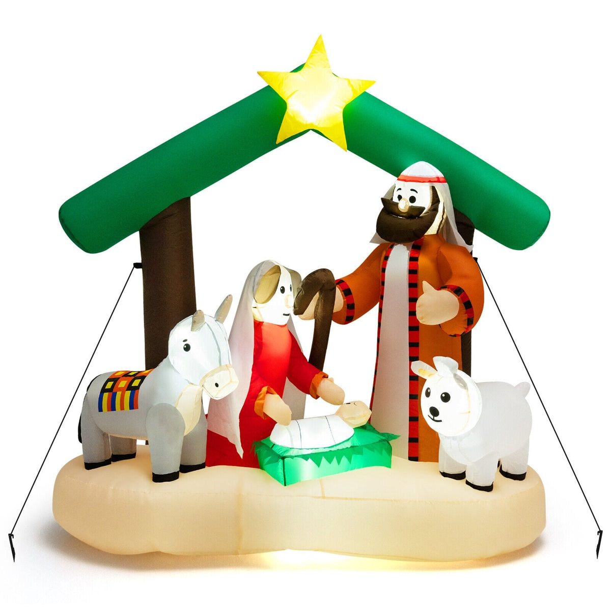 6.7 Feet Christmas Inflatable Nativity Scene with LED Lights-Christmas Inflatables-DECOROLALA