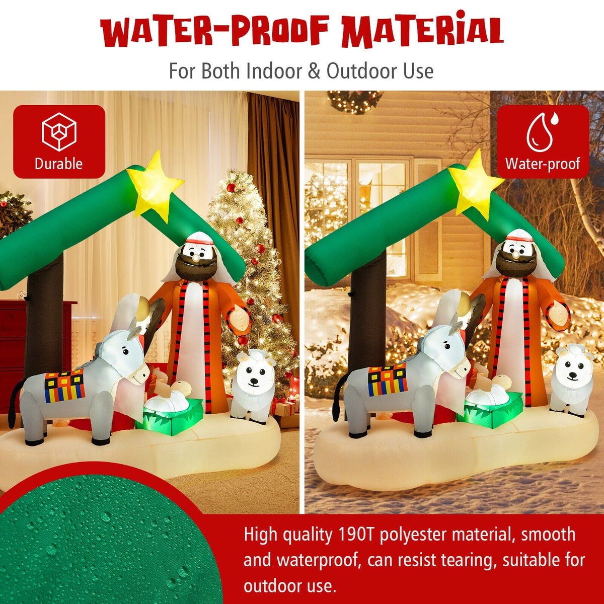 6.7 Feet Christmas Inflatable Nativity Scene with LED Lights-Christmas Inflatables-DECOROLALA