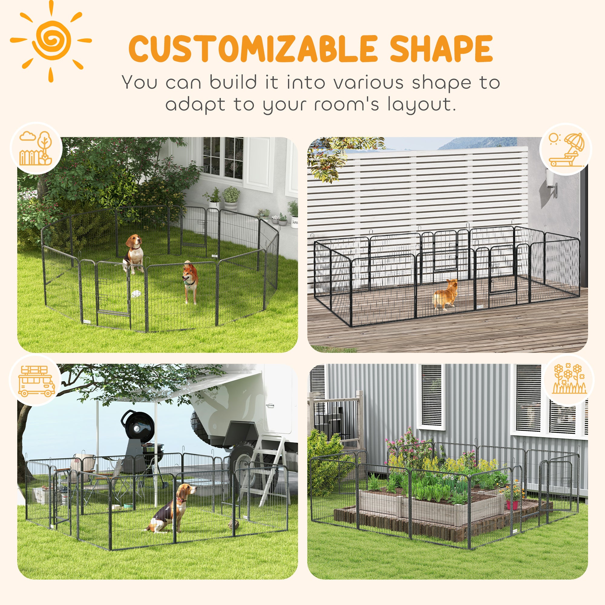 Dog Pen with Gate, 12 Panels Puppy Playpen, Dog Fence, 31.5"H