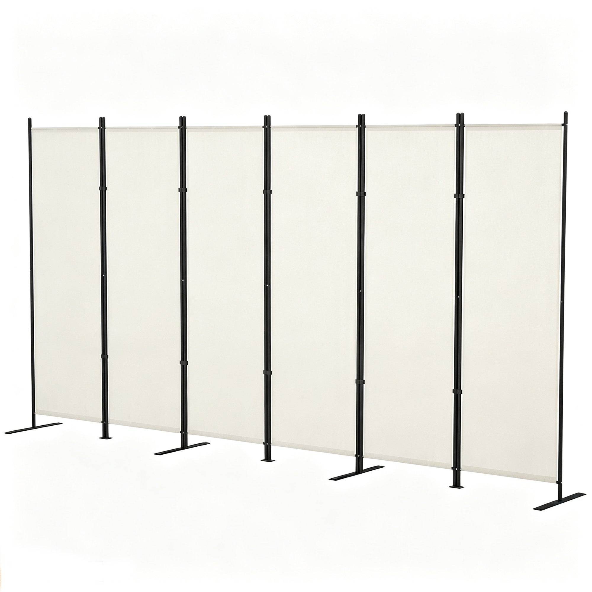 6 Panel Room Divider, 6 Ft Folding Privacy Screen, Portable Freestanding Partition Wall Divider, Beige