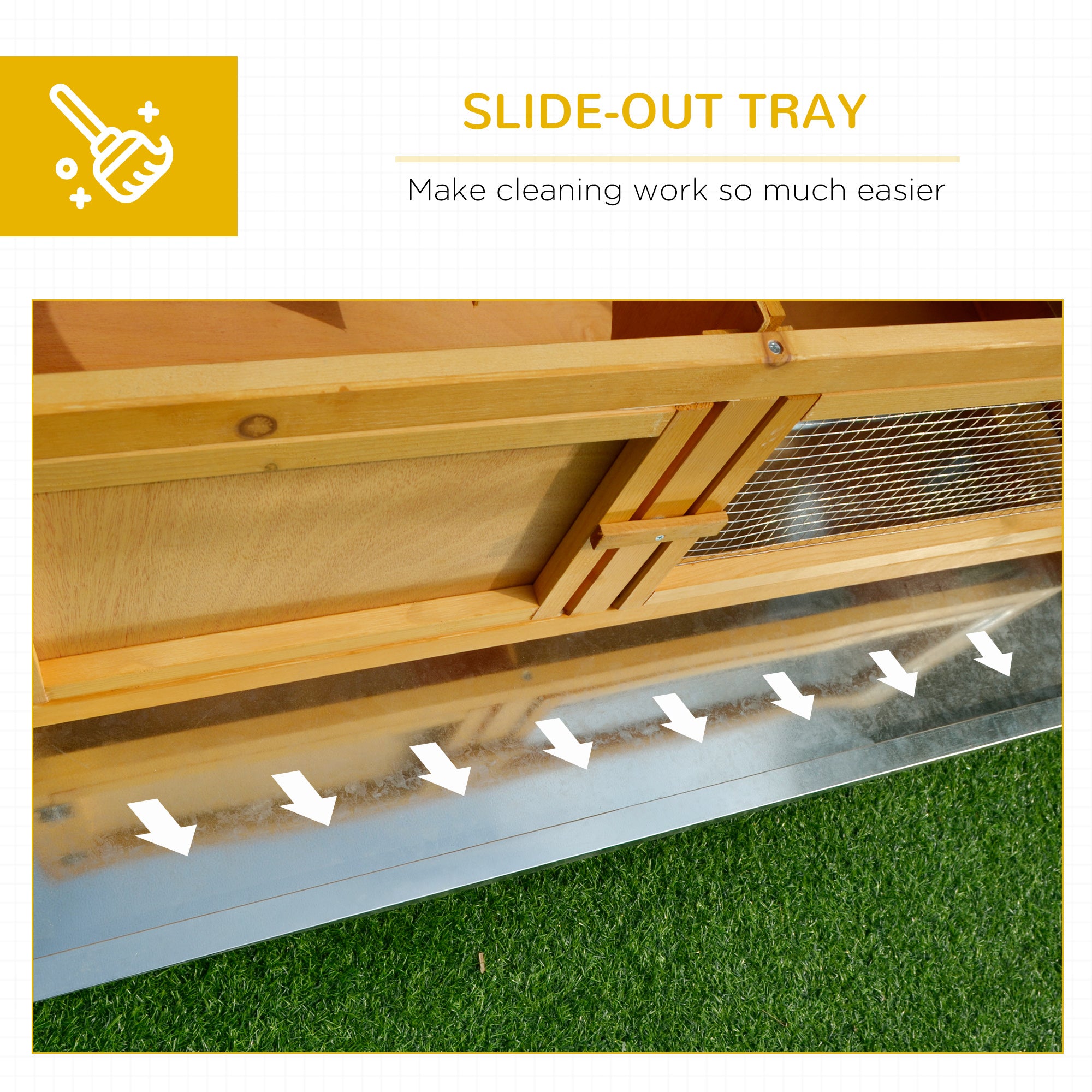 Wooden Rabbit Hutch, Indoor Outdoor Bunny Cage with Slide-Out Tray and Openable Roof, Small Animal Cage