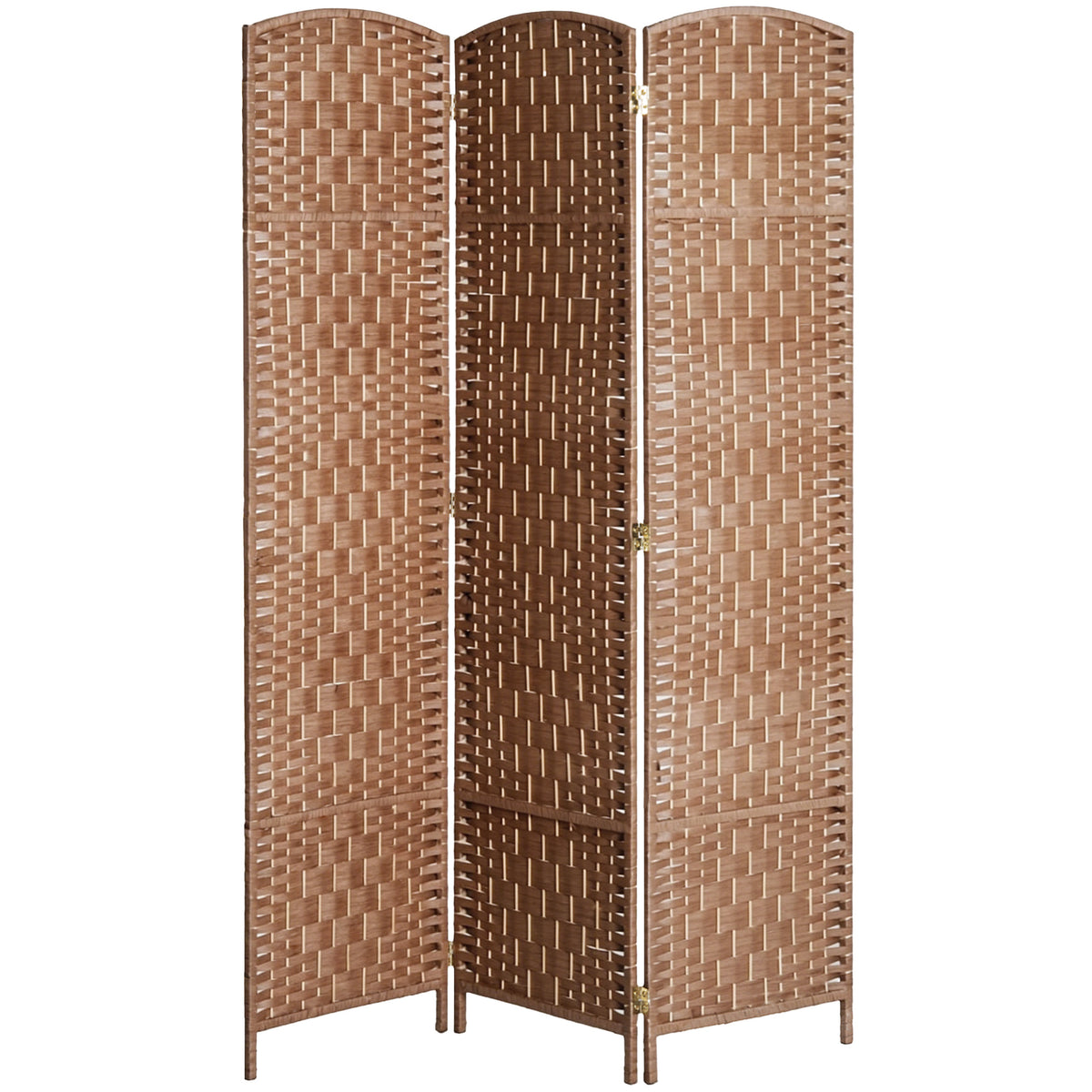 6ft 3-Panel Folding Room Divider - Natural Woven Wood-Home Furnishings > Living Room Furniture > Room Dividers-DECOROLALA