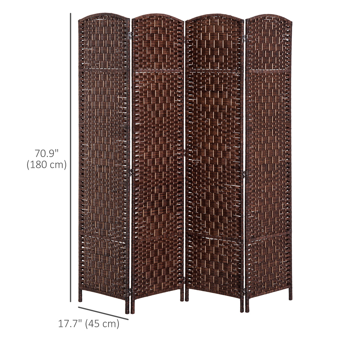 6ft 4-Panel Folding Room Divider - Brown Woven Wicker-Home Furnishings > Living Room Furniture > Room Dividers-DECOROLALA