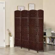 6ft 4-Panel Folding Room Divider - Brown Woven Wicker-Home Furnishings > Living Room Furniture > Room Dividers-DECOROLALA