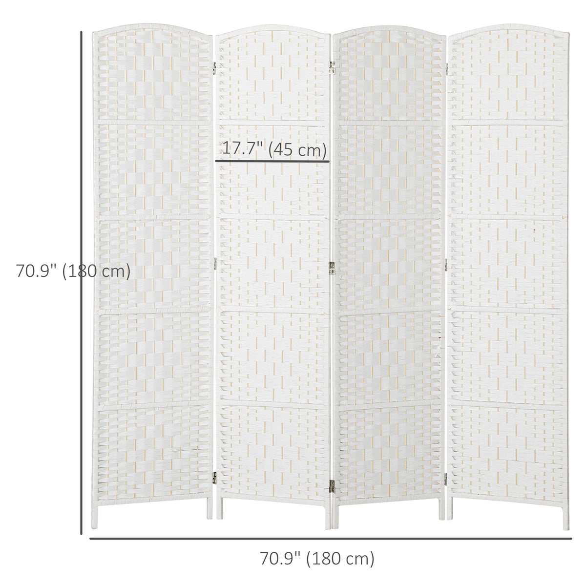 6ft 4-Panel Folding Room Divider - White Woven Wood-Home Furnishings > Living Room Furniture > Room Dividers-DECOROLALA
