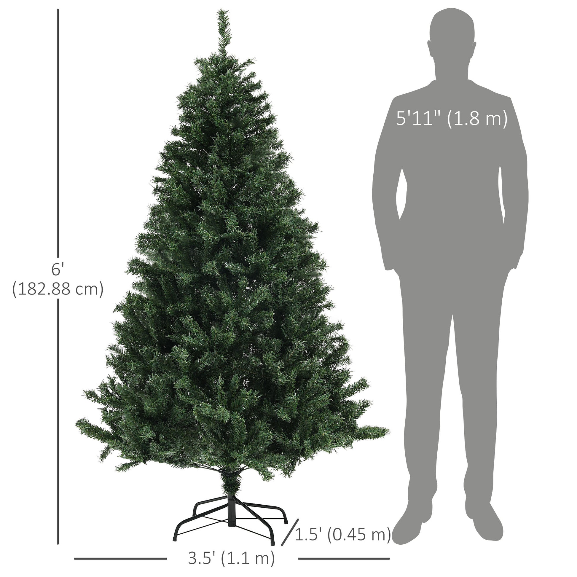 6ft Artificial Christmas Tree - 1000 Tips Green Hinged-Home Furnishings > Holiday & Seasonal > Christmas Trees > Artificial Christmas Trees-DECOROLALA