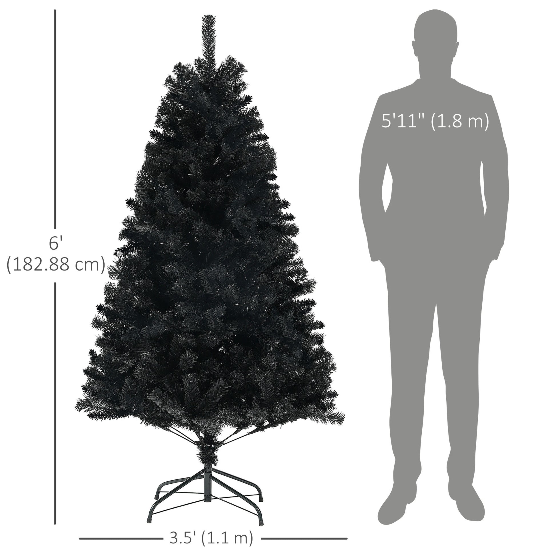 6ft Artificial Christmas Tree - Black 1000 Tips Steel Base-Home Furnishings > Holiday & Seasonal > Christmas Trees > Artificial Christmas Trees-DECOROLALA