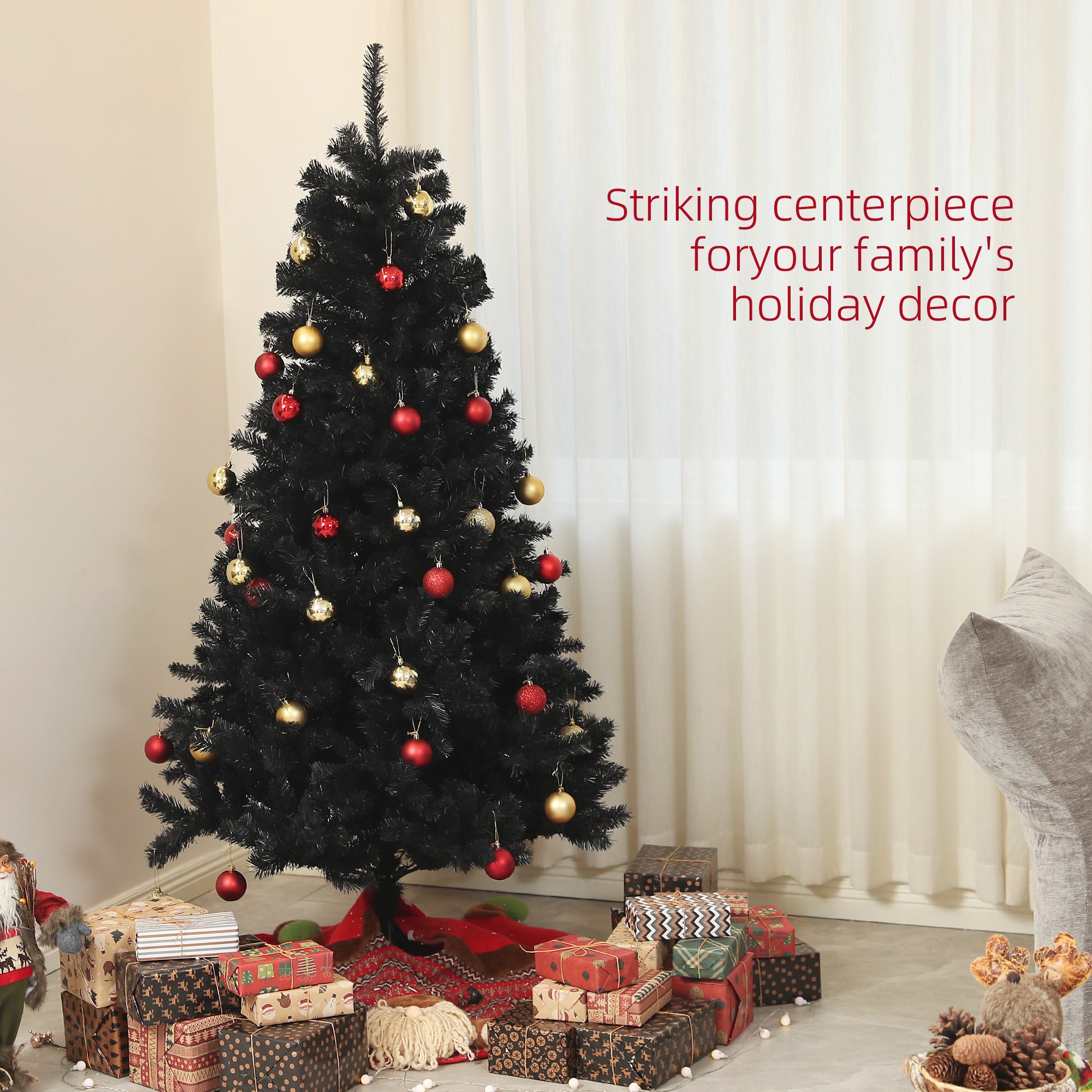 6ft Artificial Christmas Tree - Black 1000 Tips Steel Base-Home Furnishings > Holiday & Seasonal > Christmas Trees > Artificial Christmas Trees-DECOROLALA