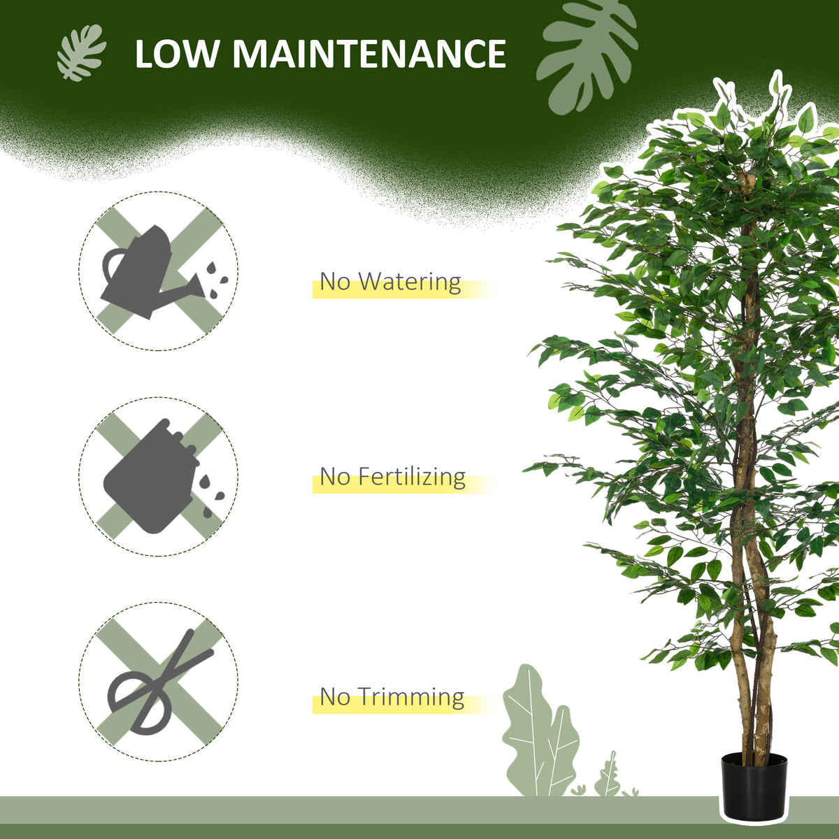 6ft Artificial Trees Ficus, Indoor Fake Plant with Pot, for Home Decor-Artificial Trees-DECOROLALA