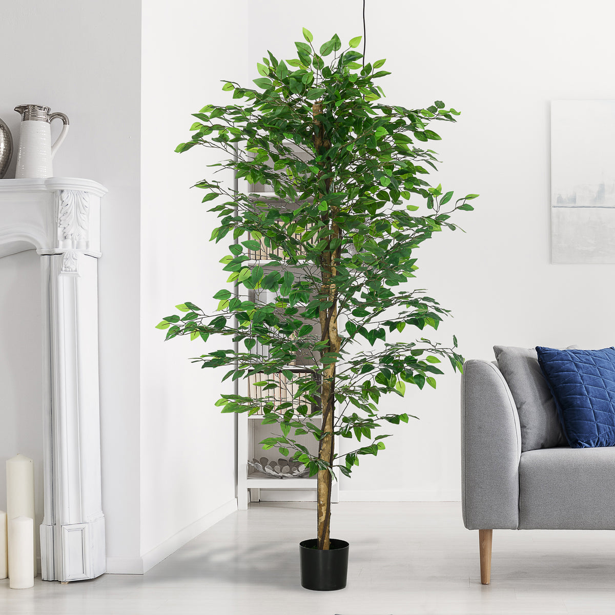 6ft Artificial Trees Ficus, Indoor Fake Plant with Pot, for Home Decor-Artificial Trees-DECOROLALA