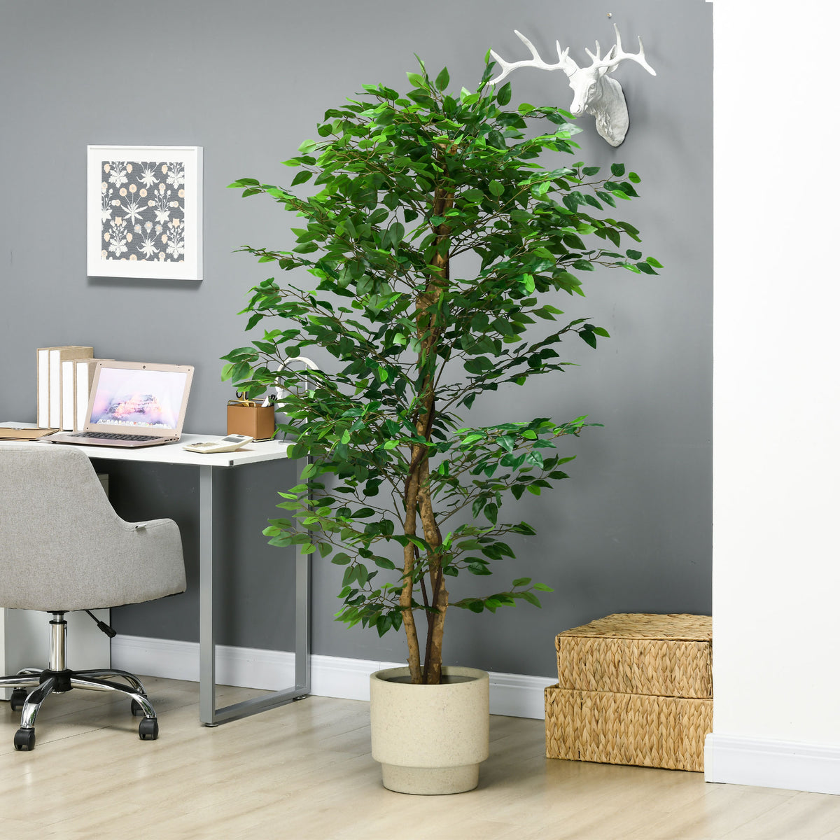 6ft Artificial Trees Ficus, Indoor Fake Plant with Pot, for Home Decor-Artificial Trees-DECOROLALA