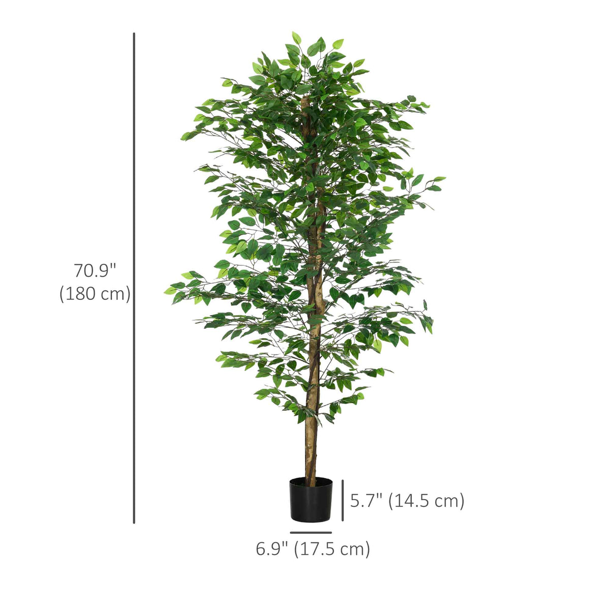 6ft Artificial Trees Ficus, Indoor Fake Plant with Pot, for Home Decor-Artificial Trees-DECOROLALA