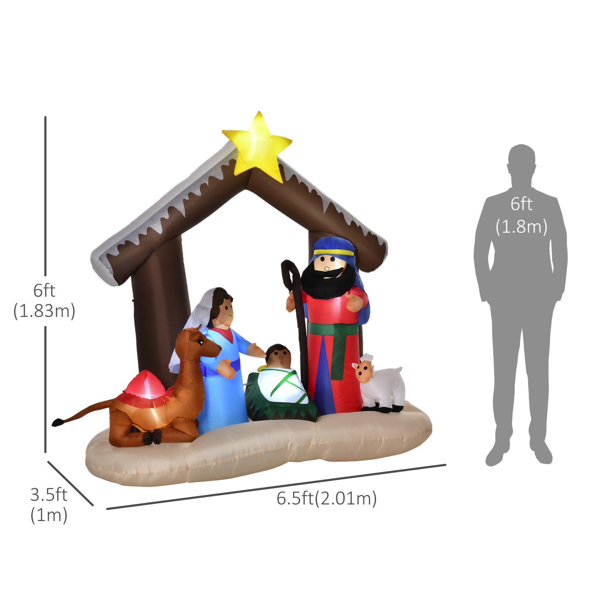 6ft Christmas Inflatable Decoration with Bible Arch of Jesus' Birth Easy Set-Up Blow UP Decoration for Holiday Yard-Home Furnishings > Holiday & Seasonal > Christmas Decorations > Christmas Inflatables-DECOROLALA