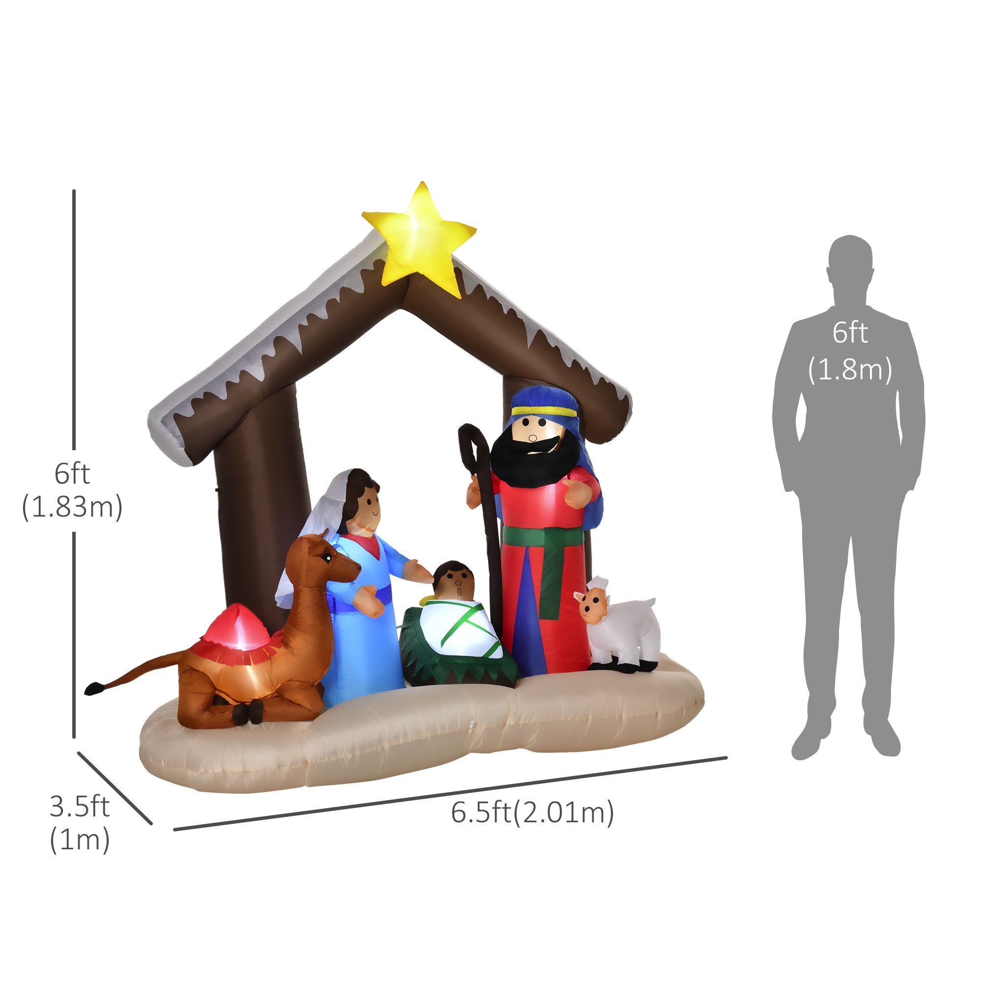 6ft Christmas Inflatable Decoration with Bible Arch of Jesus' Birth Easy Set-Up Blow UP Decoration for Holiday Yard-Home Furnishings > Holiday & Seasonal > Christmas Decorations > Christmas Inflatables-DECOROLALA