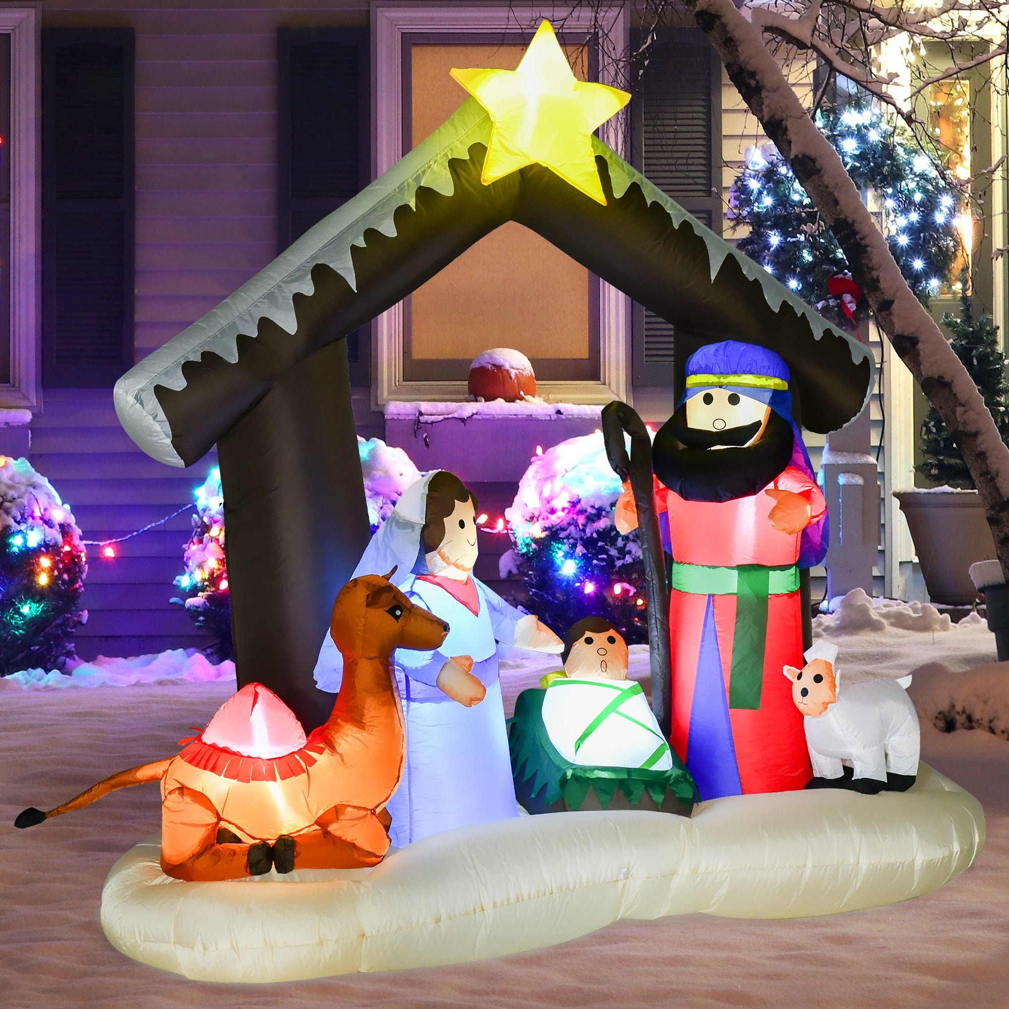 6ft Christmas Inflatable Decoration with Bible Arch of Jesus' Birth Easy Set-Up Blow UP Decoration for Holiday Yard-Home Furnishings > Holiday & Seasonal > Christmas Decorations > Christmas Inflatables-DECOROLALA