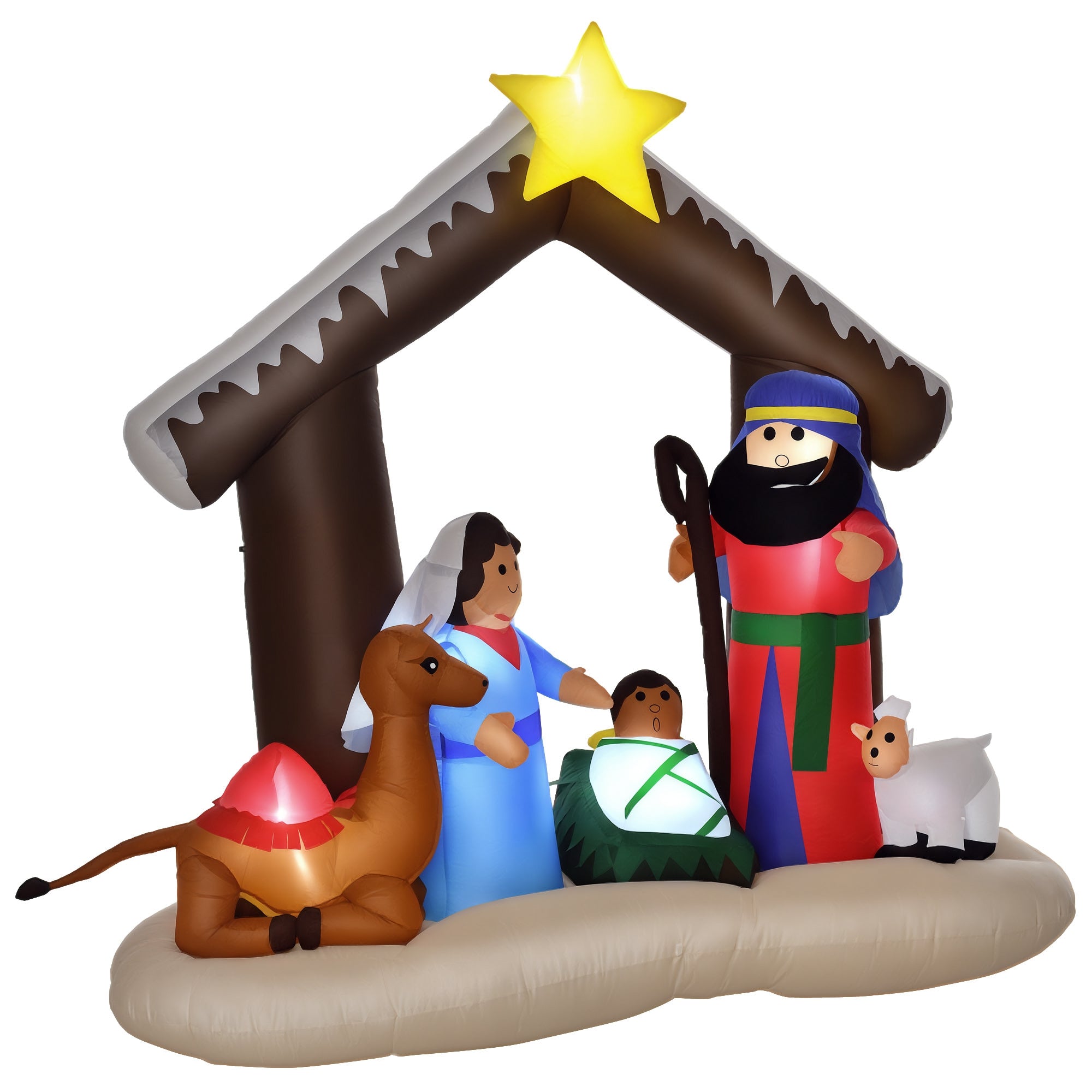 6ft Christmas Inflatable Decoration with Bible Arch of Jesus' Birth Easy Set-Up Blow UP Decoration for Holiday Yard-Home Furnishings > Holiday & Seasonal > Christmas Decorations > Christmas Inflatables-DECOROLALA