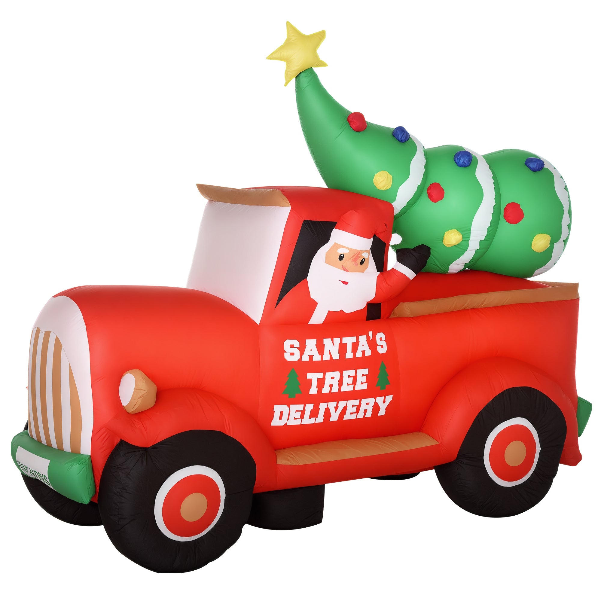 6ft Christmas Inflatable Santa Claus Driving A Truck with LED Lights, Blow-Up Outdoor LED Yard Display for Lawn, Garden, Party-Home Furnishings > Holiday & Seasonal > Christmas Decorations > Christmas Inflatables-DECOROLALA