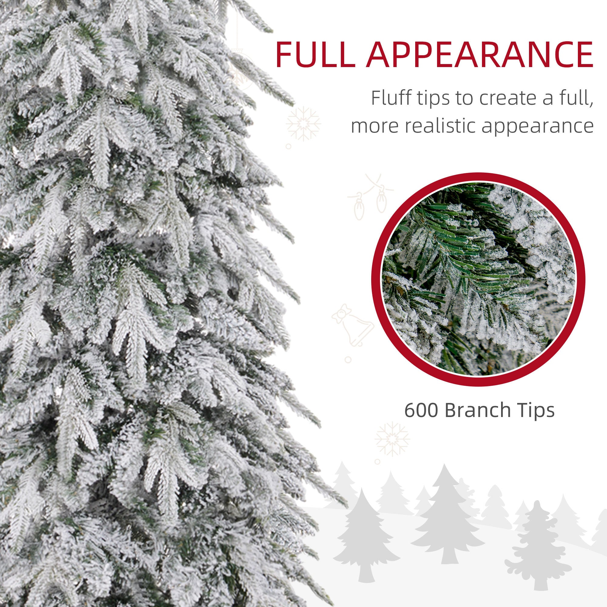 6ft Flocked Pencil Artificial Christmas Tree - Green-Home Furnishings > Holiday & Seasonal > Christmas Trees > Flocked Christmas Trees-DECOROLALA