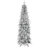 6ft Flocked Pencil Artificial Christmas Tree - Green-Home Furnishings > Holiday & Seasonal > Christmas Trees > Flocked Christmas Trees-DECOROLALA