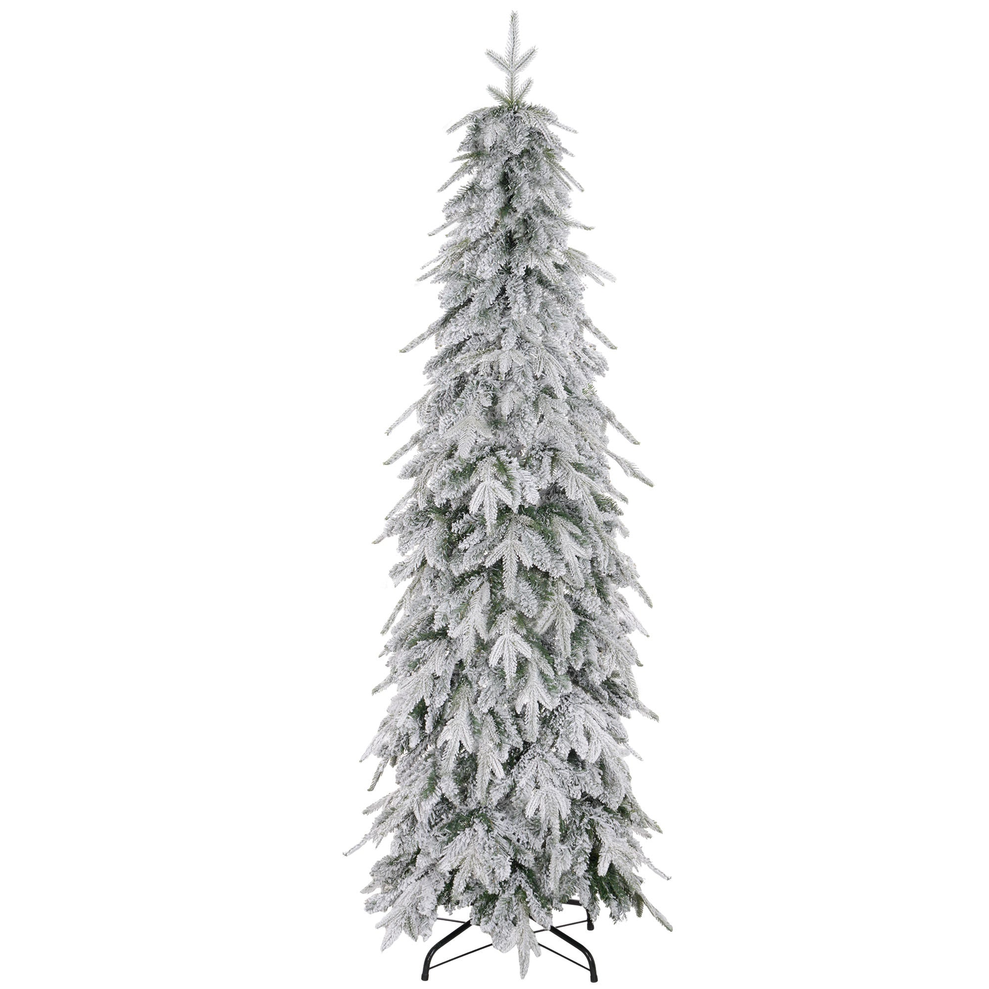 6ft Flocked Pencil Artificial Christmas Tree - Green-Home Furnishings > Holiday & Seasonal > Christmas Trees > Flocked Christmas Trees-DECOROLALA