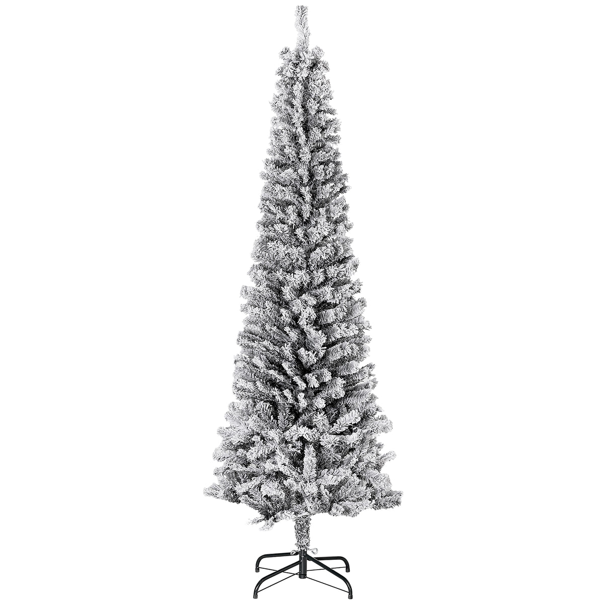 6ft Flocked Pencil Christmas Tree - Black Realistic Tips-Home Furnishings > Holiday & Seasonal > Christmas Trees > Pencil Christmas Trees-DECOROLALA