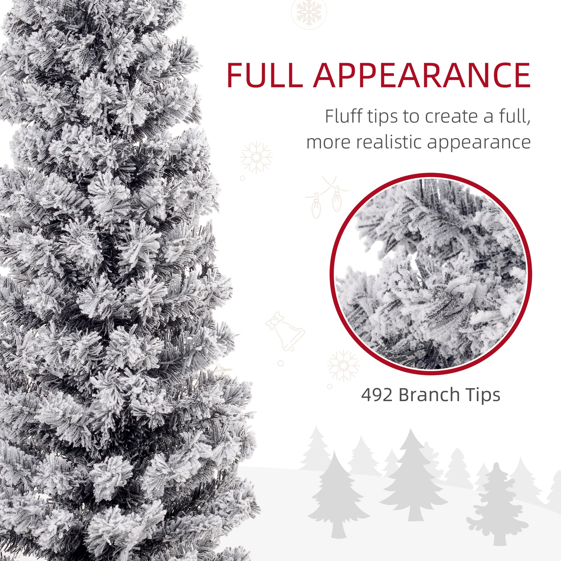 6ft Flocked Pencil Christmas Tree - Black Realistic Tips-Home Furnishings > Holiday & Seasonal > Christmas Trees > Pencil Christmas Trees-DECOROLALA