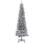 6ft Flocked Pencil Christmas Tree - Black Realistic Tips-Home Furnishings > Holiday & Seasonal > Christmas Trees > Pencil Christmas Trees-DECOROLALA