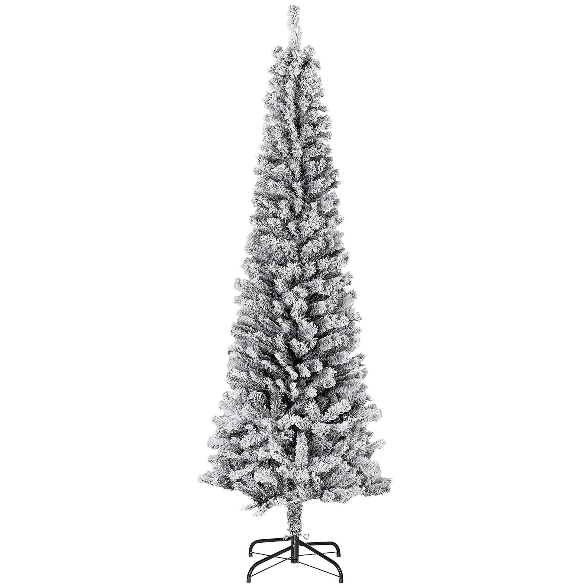6ft Flocked Pencil Christmas Tree - Black Realistic Tips-Home Furnishings > Holiday & Seasonal > Christmas Trees > Pencil Christmas Trees-DECOROLALA