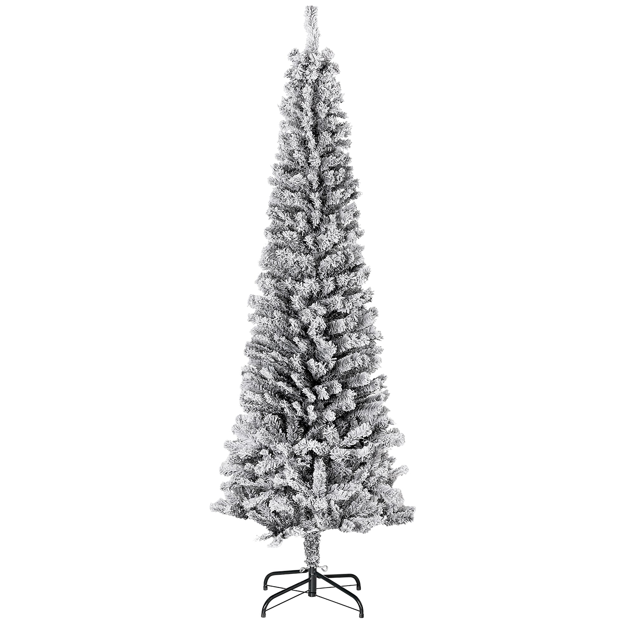 6ft Flocked Pencil Christmas Tree - Black Realistic Tips-Home Furnishings > Holiday & Seasonal > Christmas Trees > Pencil Christmas Trees-DECOROLALA