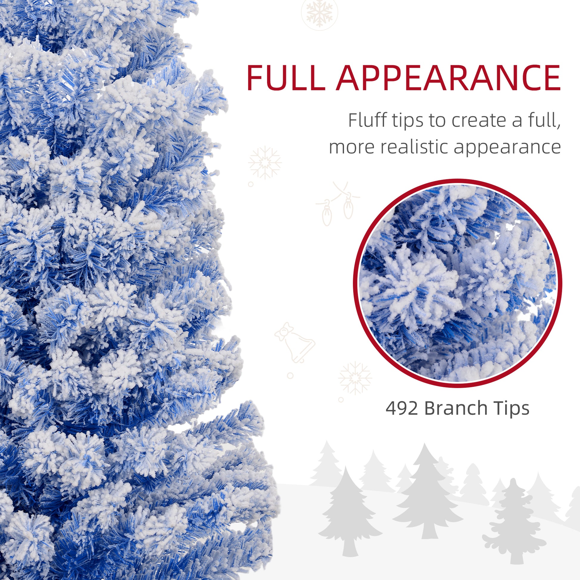 6ft Flocked Pencil Christmas Tree - Blue Realistic Pine-Home Furnishings > Holiday & Seasonal > Christmas Trees > Pencil Christmas Trees-DECOROLALA