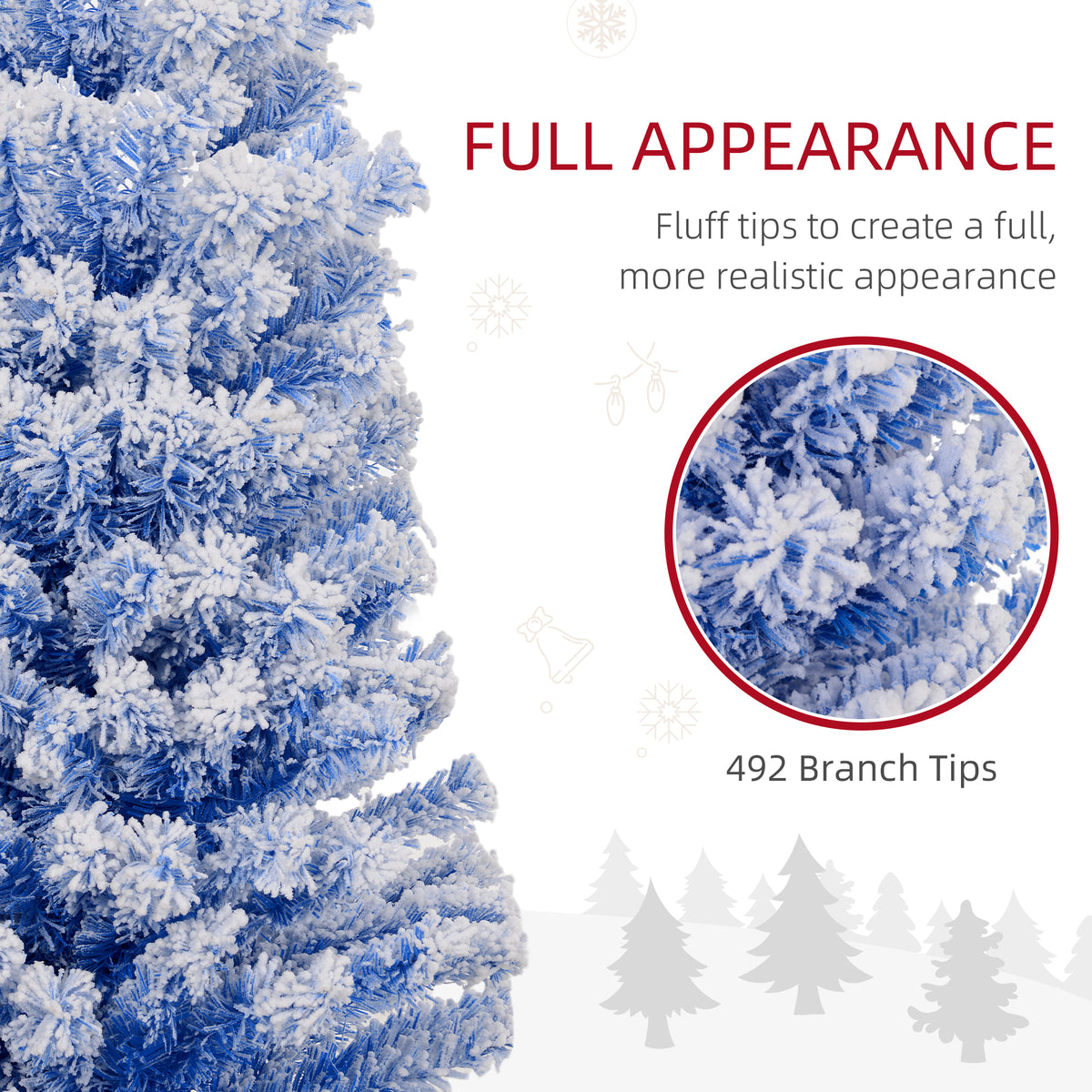 6ft Flocked Pencil Christmas Tree - Blue Realistic Pine-Home Furnishings > Holiday & Seasonal > Christmas Trees > Pencil Christmas Trees-DECOROLALA