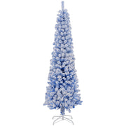 6ft Flocked Pencil Christmas Tree - Blue Realistic Pine-Home Furnishings > Holiday & Seasonal > Christmas Trees > Pencil Christmas Trees-DECOROLALA