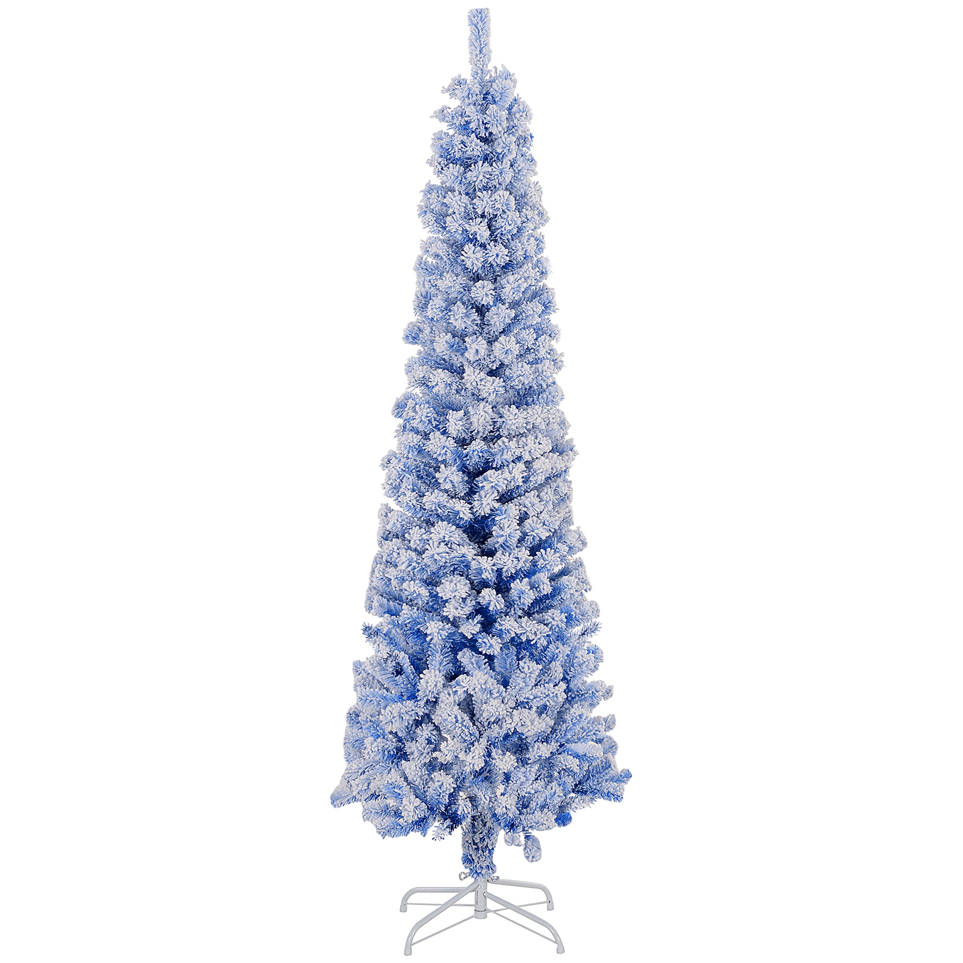 6ft Flocked Pencil Christmas Tree - Blue Realistic Pine-Home Furnishings > Holiday & Seasonal > Christmas Trees > Pencil Christmas Trees-DECOROLALA