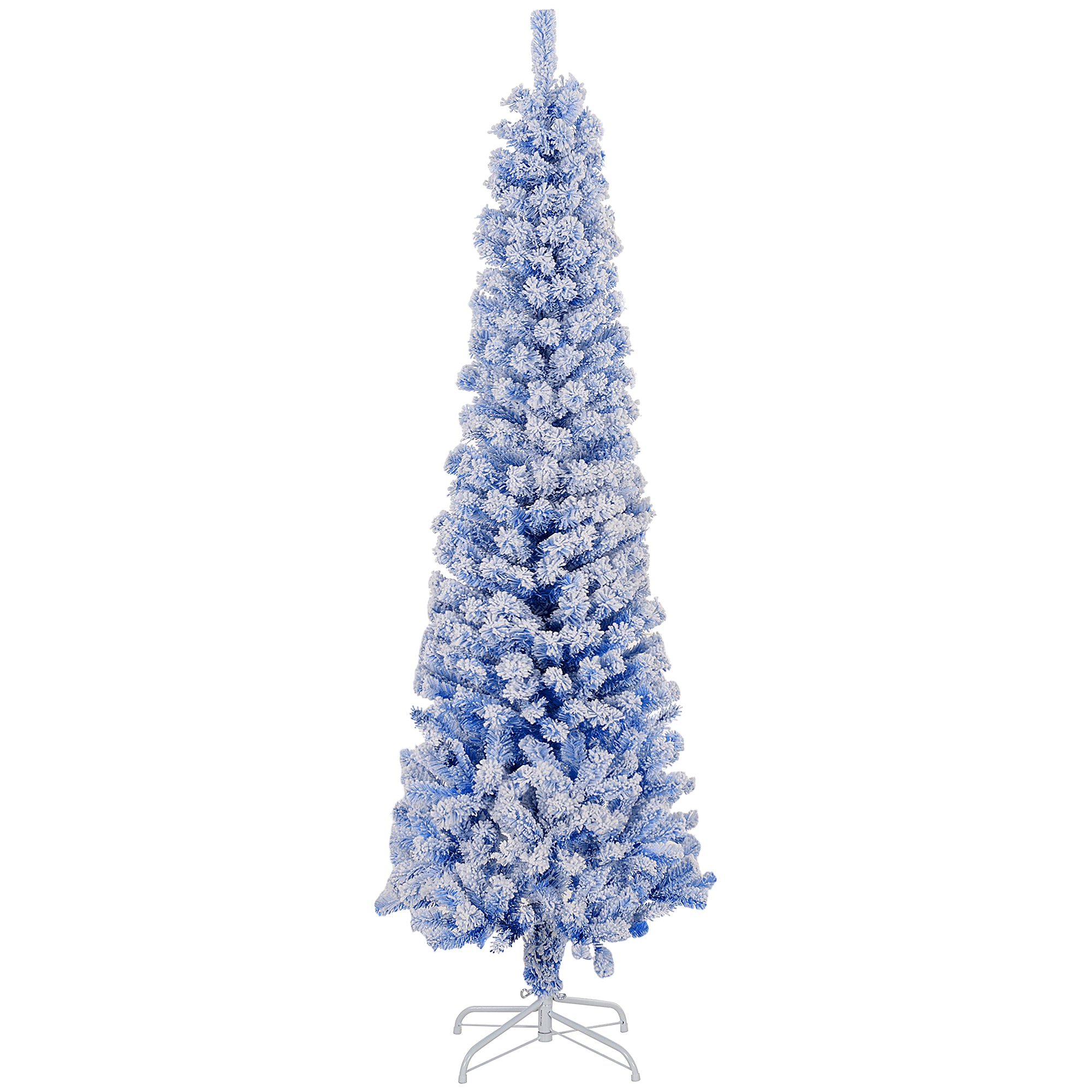6ft Flocked Pencil Christmas Tree - Blue Realistic Pine-Home Furnishings > Holiday & Seasonal > Christmas Trees > Pencil Christmas Trees-DECOROLALA