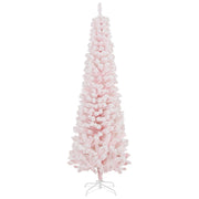 6ft Flocked Pencil Christmas Tree - Pink Realistic Tips-Home Furnishings > Holiday & Seasonal > Christmas Trees > Pencil Christmas Trees-DECOROLALA