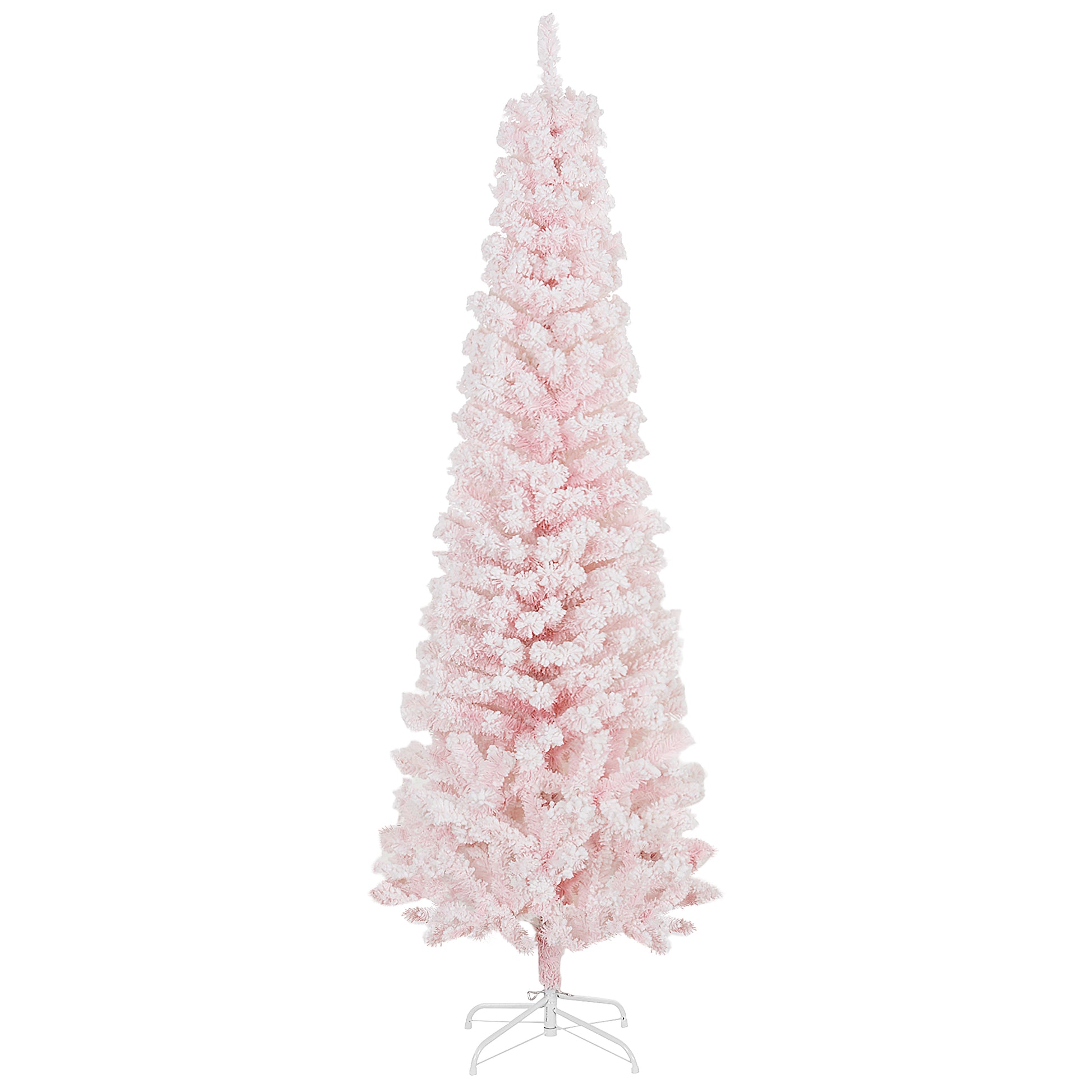 6ft Flocked Pencil Christmas Tree - Pink Realistic Tips-Home Furnishings > Holiday & Seasonal > Christmas Trees > Pencil Christmas Trees-DECOROLALA