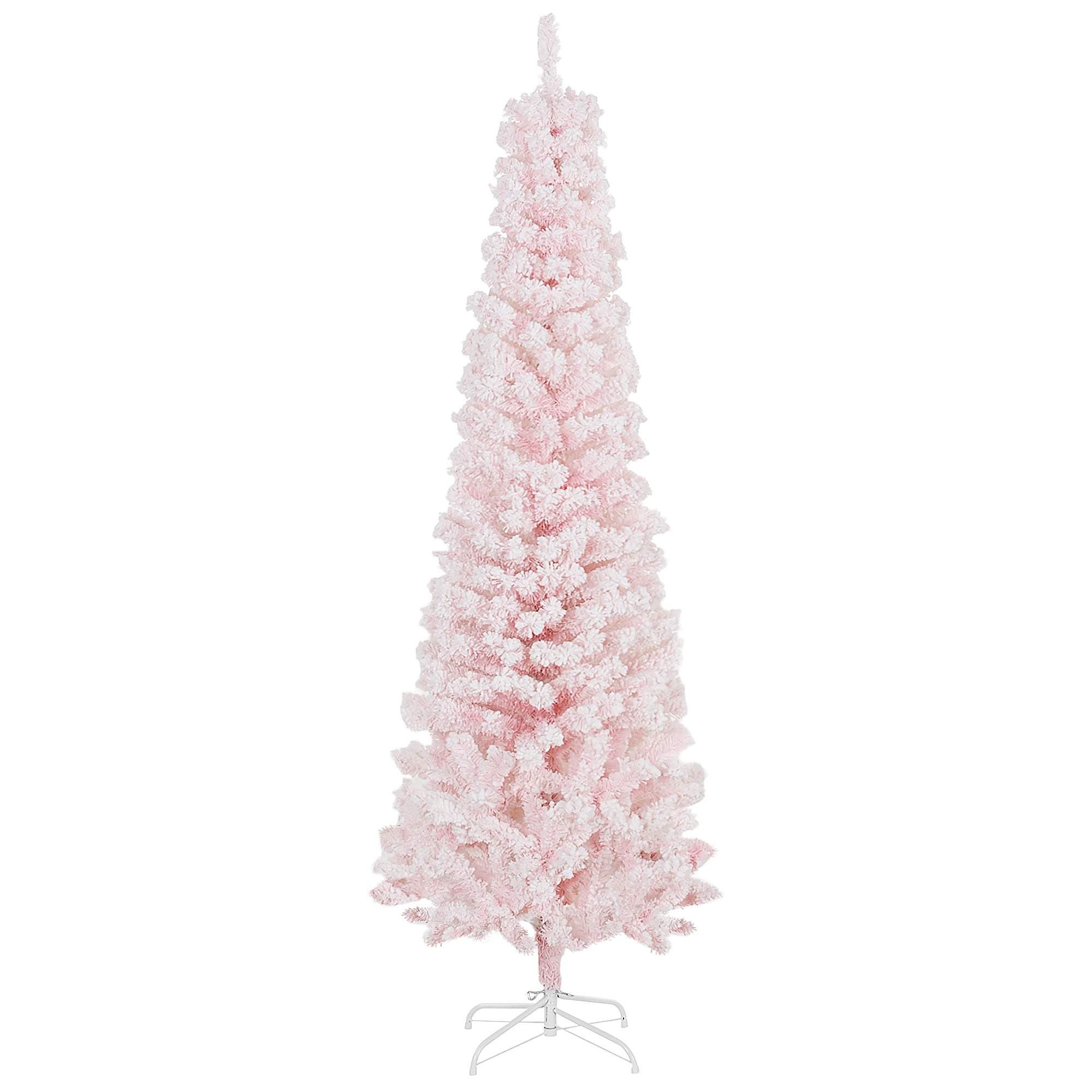 6ft Flocked Pencil Christmas Tree - Pink Realistic Tips-Home Furnishings > Holiday & Seasonal > Christmas Trees > Pencil Christmas Trees-DECOROLALA