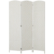 6ft Folding Room Divider - 3 Panel White Woven Privacy Screen-Home Furnishings > Living Room Furniture > Room Dividers-DECOROLALA