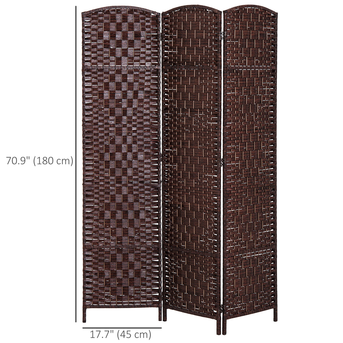 6ft Folding Room Divider - 3 Panel Woven Privacy Screen Brown-Home Furnishings > Living Room Furniture > Room Dividers-DECOROLALA