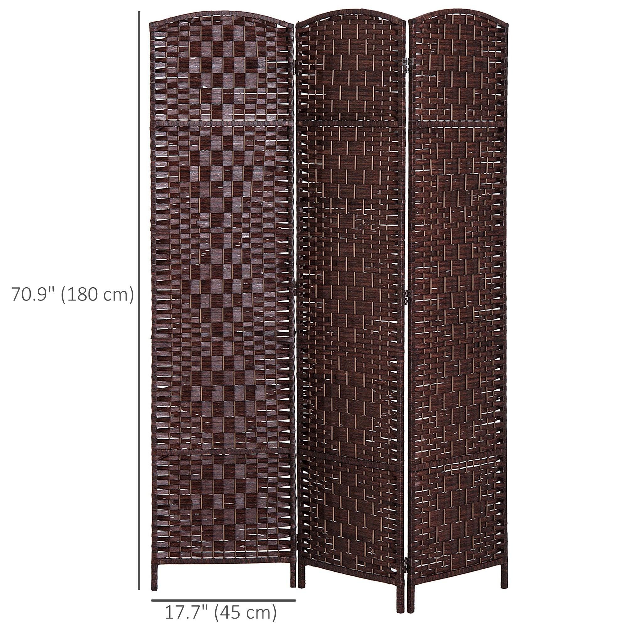 6ft Folding Room Divider - 3 Panel Woven Privacy Screen Brown-Home Furnishings > Living Room Furniture > Room Dividers-DECOROLALA